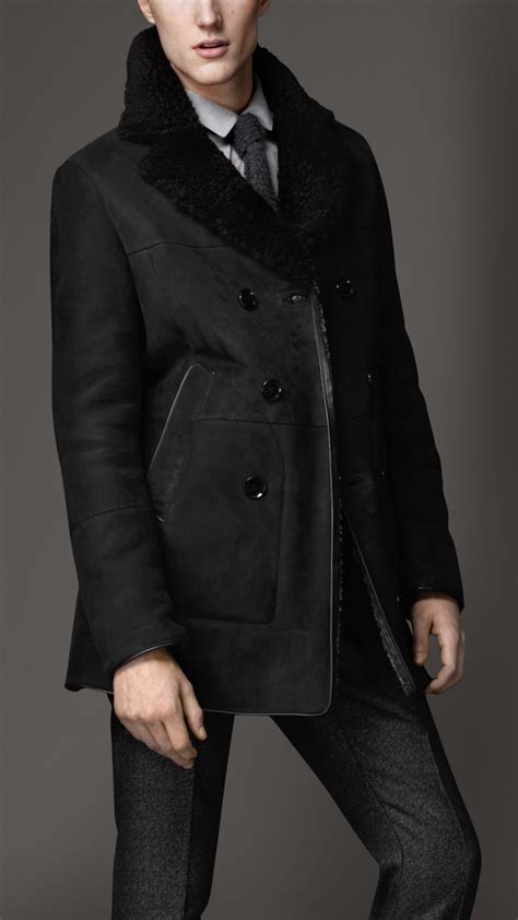 burberry gray shearling coat|burberry leather jacket men's.